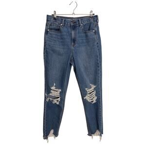 American Eagle Mom Jean Womens 4 Cool Classic High Rise Distressed Blue